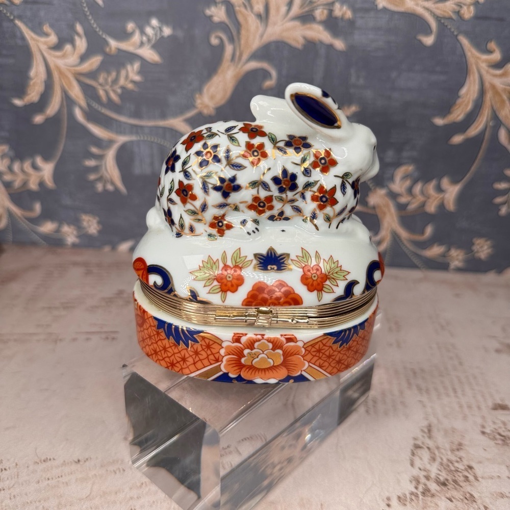 Vintage Andrea by Sadek Imari Style Rabbit Trinket Box Porcelain Japan - Picture 6 of 9